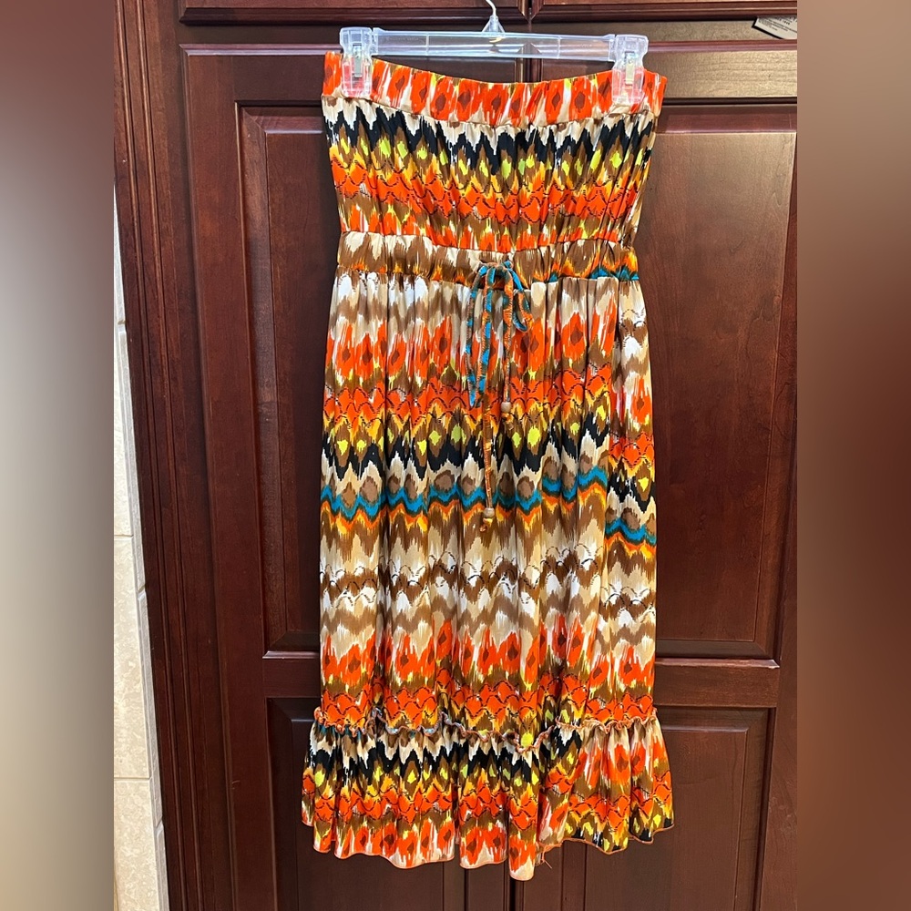 Orange and Blue Smocked Maxi dress